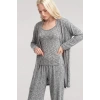Moda Kadın Ekru Yumuşak Dokulu Dökümlü Uzun Kimono Şık ve Rahat Ev Giyim