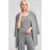 Moda Kadın Ekru Yumuşak Dokulu Dökümlü Uzun Kimono Şık ve Rahat Ev Giyim