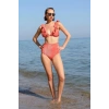 Moda Kadın Fırfırlı Yüksek Bel Kiremit Alt Üst Bikini Takım