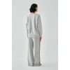 Moda Kadın Gri Boğa Burcu Oversize 2 İplik Eşofman Ev Giyim Takımı
