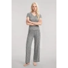 Moda Kadın Gri V Yaka Yumuşak Dokulu Pijama Takımı Rahat Günlük Ev Giyim Seti
