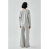 Moda Kadın Gri Yay Burcu Oversize 2 İplik Eşofman Ev Giyim Takımı