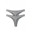 Moda Kadın Gri Zebra Desenli 2li Tanga Slip