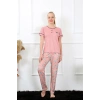 Moda Kadın Gül Kurusu Kısa Kol Pijama Takım