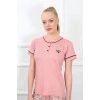 Moda Kadın Gül Kurusu Kısa Kol Pijama Takım