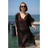 Moda Kadın İşlemeli Tunik Pareo Plaj Elbisesi Siyah