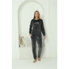 Moda Kadın Kadife Füme Pijama Takım