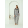 Moda Kadın Kadife Gri Pijama Takım