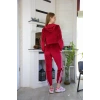 Moda Kadın Kadife Kapşonlu Eşofman Takım Bordo