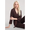 Moda Kadın Kahve Yumuşak Dokulu Dökümlü Kısa Kimono Şık ve Rahat Ev Giyim