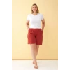Moda Kadın Kiremit Rengi Rahat Kalıp Cepli Şort