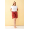 Moda Kadın Kiremit Rengi Rahat Kalıp Cepli Şort