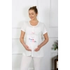 Moda Kadın Kısa Kol Hamile Lohusa Pijama Takımı Ekru