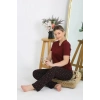 Moda Kadın Kısa Kol Pamuk Penye Pijama Takım Bordo