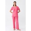 Moda Kadın Kısa Kol Pamuk Penye Pijama Takım Fuşya