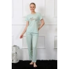 Moda Kadın Kısa Kol Pijama Takım Su Yeşili