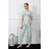 Moda Kadın Kısa Kol Pijama Takım Su Yeşili