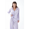 Moda Kadın Lila Oversize Saten Pijama Takımı – Rahat Kesim Şık Ev Giyim Seti