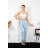 Moda Kadın Pamuklu Alt Pijama Mavi