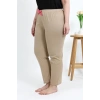 Moda Kadın Pamuklu Büyük Beden Alt Pijama Bej