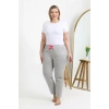 Moda Kadın Pamuklu Büyük Beden Alt Pijama Gri