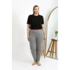 Moda Kadın Pamuklu Büyük Beden Alt Pijama Gri