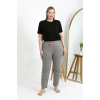 Moda Kadın Pamuklu Büyük Beden Alt Pijama Gri