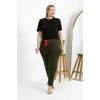 Moda Kadın Pamuklu Büyük Beden Alt Pijama Haki