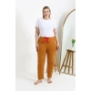 Moda Kadın Pamuklu Büyük Beden Alt Pijama Hardal