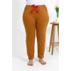 Moda Kadın Pamuklu Büyük Beden Alt Pijama Hardal