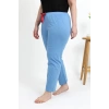 Moda Kadın Pamuklu Büyük Beden Alt Pijama Mavi