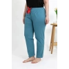 Moda Kadın Pamuklu Büyük Beden Alt Pijama Petrol