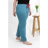 Moda Kadın Pamuklu Büyük Beden Alt Pijama Petrol