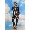 Moda Kadın Pantolonlu Desenli Tam Tesettür Mayo Siyah