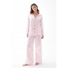 Moda Kadın Pembe Oversize Saten Pijama Takımı – Rahat Kesim Şık Ev Giyim Seti