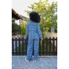 Moda Kadın Penye Bol Paça Pijama Takım Mavi