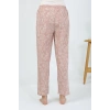 Moda Kadın Penye Çiçek Desenli Tek Alt Pijama Pudra