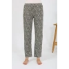Moda Kadın Penye Desenli Tek Alt Pijama Haki