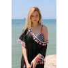 Moda Kadın Püsküllü Tunik Pareo Plaj Elbisesi Siyah