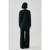 Moda Kadın Siyah Manifest Oversize 2 İplik Eşofman Ev Giyim Takımı