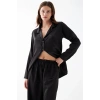 Moda Kadın Siyah Oversize Saten Pijama Takımı – Rahat Kesim Şık Ev Giyim Seti