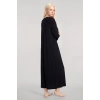 Moda Kadın Siyah Yumuşak Dokulu Dökümlü Uzun Kimono Şık ve Rahat Ev Giyim