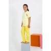 Moda Kız Çocuk Kısa Kol Sarı Penye Pijama Takım