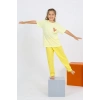 Moda Kız Çocuk Kısa Kol Sarı Penye Pijama Takım