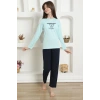 Moda Kız Çocuk Penye Pijama Takım Su Yeşili