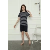 Moda Kız Çocuk Penye Şortlu Pijama Takım Lacivert