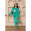 Moda Kız Çocuk Polar Yeşil Pijama Takımı