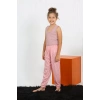 Moda Kız Çocuk Sıfır Kol Gül Kurusu Penye Pijama Takım