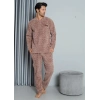 Moda Polar Erkek Pijama Takımı Sütlü Kahve