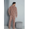Moda Polar Erkek Pijama Takımı Sütlü Kahve